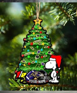Baltimore Ravens Personalized Your Name Snoopy And Peanut Ornament Christmas Gifts For NFL Fans SP161023131ID03