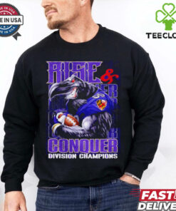Baltimore Ravens Rise and Conquer Division Champions Retro Shirt with a vintage-inspired design celebrating the Ravens' division title, perfect for fans honoring the team's victory in a classic style.