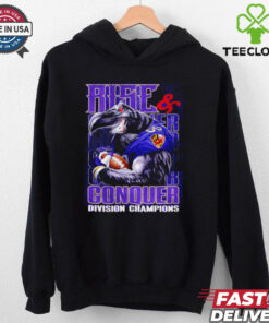 Baltimore Ravens Rise and Conquer Division Champions Retro Shirt with a vintage-inspired design celebrating the Ravens' division title, perfect for fans honoring the team's victory in a classic style.