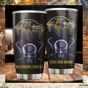Baltimore Ravens Skull Custom Name Tumbler Personalized Football Dinkware Customized NFL Cupsq