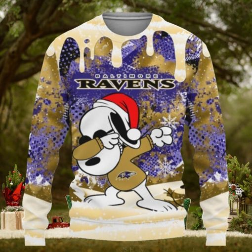 Baltimore Ravens Snoopy Dabbing The Peanuts Ugly Christmas Sweaters