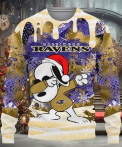 Baltimore Ravens Snoopy Dabbing The Peanuts Ugly Christmas Sweaters