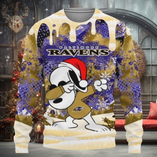 Baltimore Ravens Snoopy Dabbing The Peanuts Ugly Christmas Sweaters