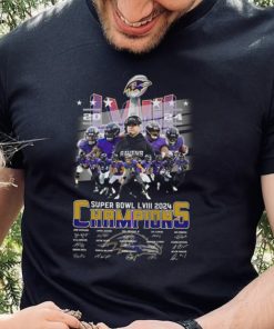 Baltimore Ravens Super Bowl LVIII 2024 Champions Signatures T Shirt