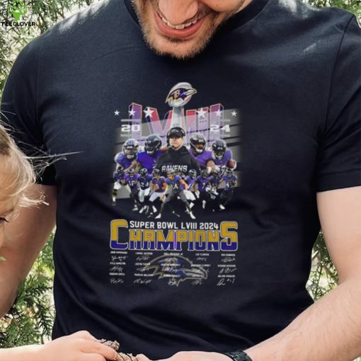 Baltimore Ravens Super Bowl LVIII 2024 Champions Signatures T Shirt