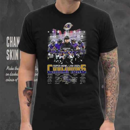 Baltimore Ravens Super Bowl LVIII 2024 Champions Signatures T Shirt