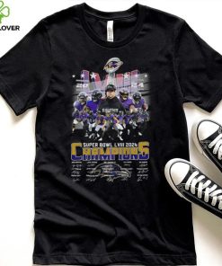 Baltimore Ravens Super Bowl LVIII 2024 Champions Signatures T Shirt