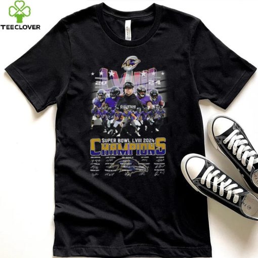 Baltimore Ravens Super Bowl LVIII 2024 Champions Signatures T Shirt