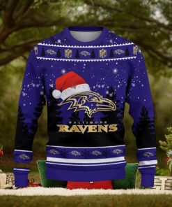 Baltimore Ravens Ugly Christmas Sweater Tree Santa Hat Car For Fans Gift Familys Holidays