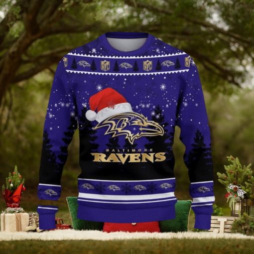 Baltimore Ravens Ugly Christmas Sweater Tree Santa Hat Car For Fans Gift Familys Holidays