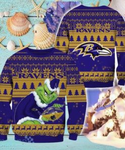 Baltimore Ravens Ugly Grinch Christmas Sweater For Fans Funny Christmas Gift