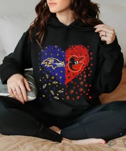 Baltimore Ravens and Baltimore Orioles logo heart love shirt