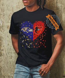 Baltimore Ravens and Baltimore Orioles logo heart love shirt