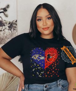 Baltimore Ravens and Baltimore Orioles logo heart love shirt