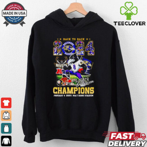 Baltimore Ravens back to back 2024 AFC North Division champions mascot shirt