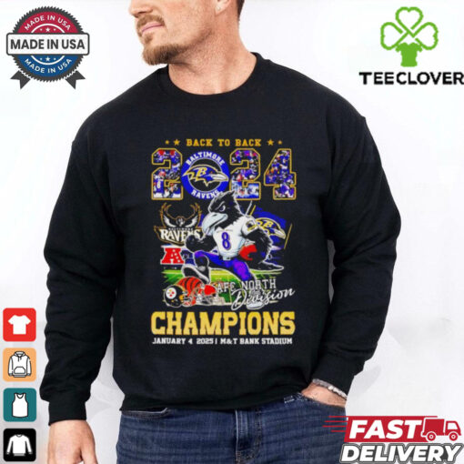 Baltimore Ravens back to back 2024 AFC North Division champions mascot shirt