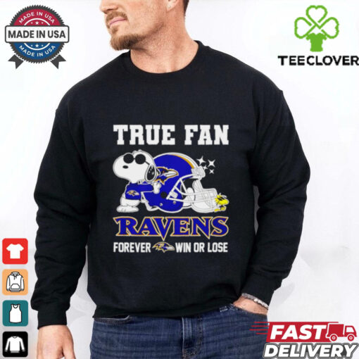 Baltimore Ravens true fan forever win or lose Snoopy shirt