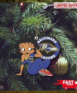 Baltimore Ravens x Betty Boop Christmas Tree Decorations 2023 Xmas Gift Holiday Ornament