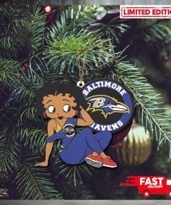 Baltimore Ravens x Betty Boop Christmas Tree Decorations 2023 Xmas Gift Holiday Ornament
