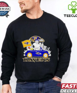 Baltimore Ravens x Snoopy driving car city skyline shirt