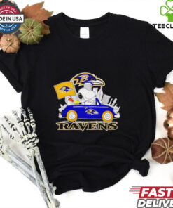 Baltimore Ravens x Snoopy driving car city skyline shirt