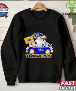 Baltimore Ravens x Snoopy driving car city skyline shirt