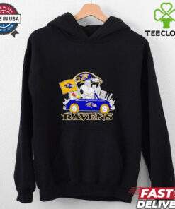 Baltimore Ravens x Snoopy driving car city skyline shirt