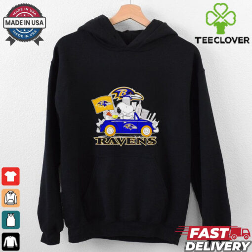 Baltimore Ravens x Snoopy driving car city skyline shirt