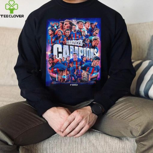 Barcelona FC LLiga 2023 Campions poster hoodie, sweater, longsleeve, shirt v-neck, t-shirt