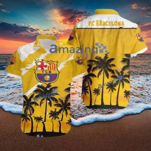 Barcelona FC Logo Button Down Hawaiian Shirt Hip Summer Trend