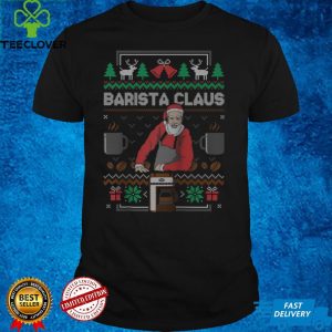 Barista Santa Claus Coffee Lover Ugly Christmas Sweater Raglan Baseball Tee