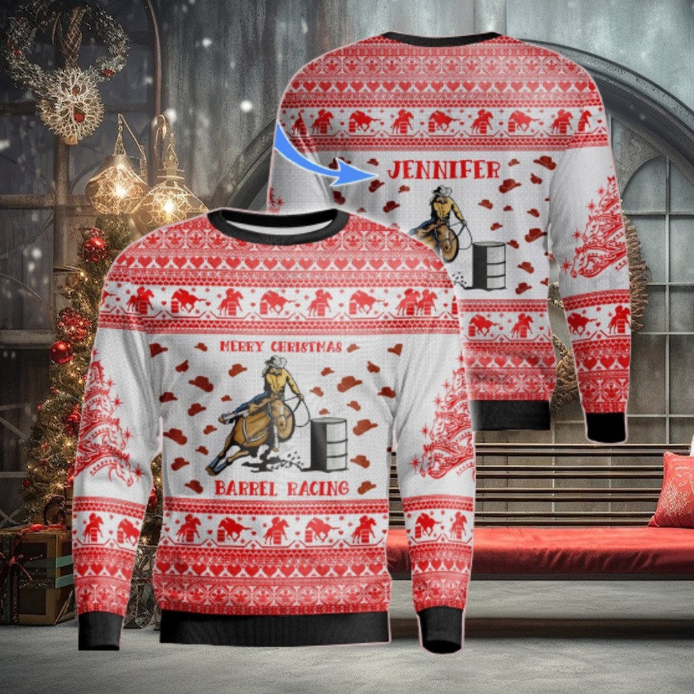 Barrel Racing Personalized Name Christmas Gift Ugly Christmas Sweater Barrel Racing Personalized Name Christmas Gift Ugly Christmas Sweater