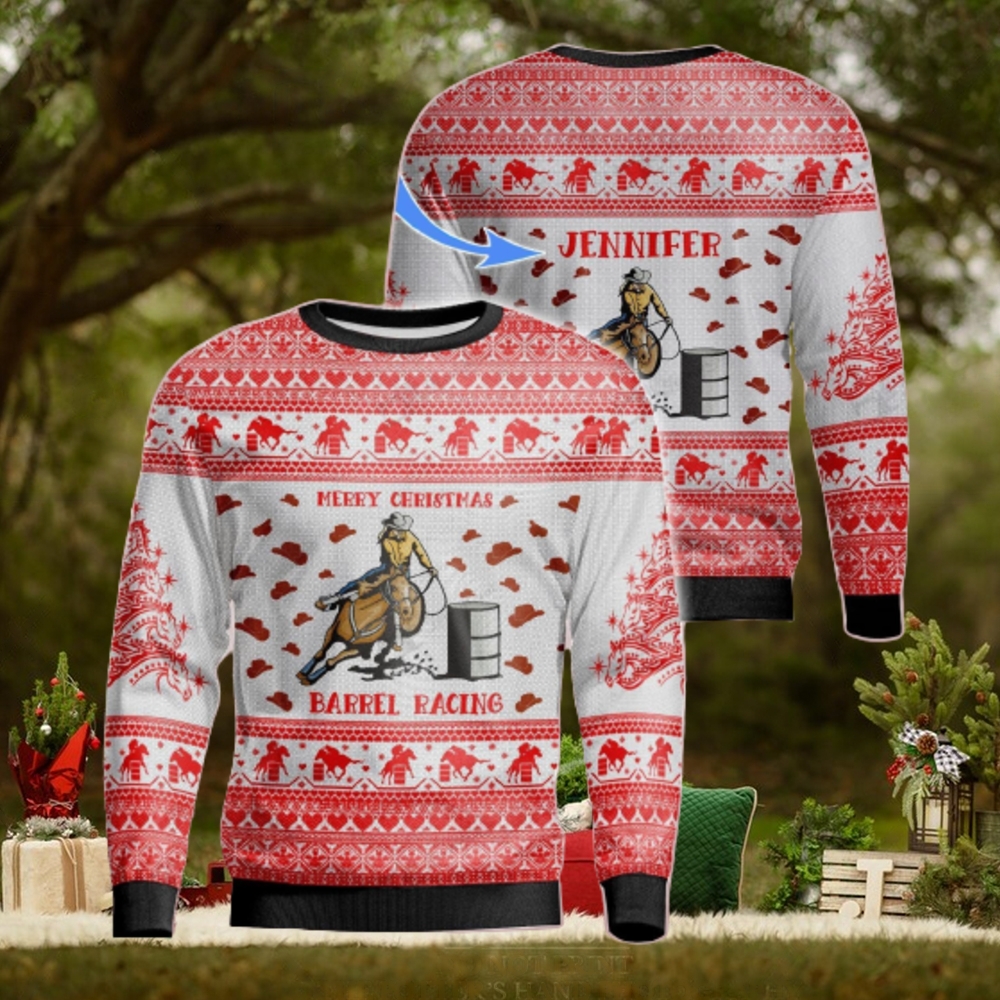 Barrel Racing Personalized Name Christmas Gift Ugly Christmas Sweater Barrel Racing Personalized Name Christmas Gift Ugly Christmas Sweater