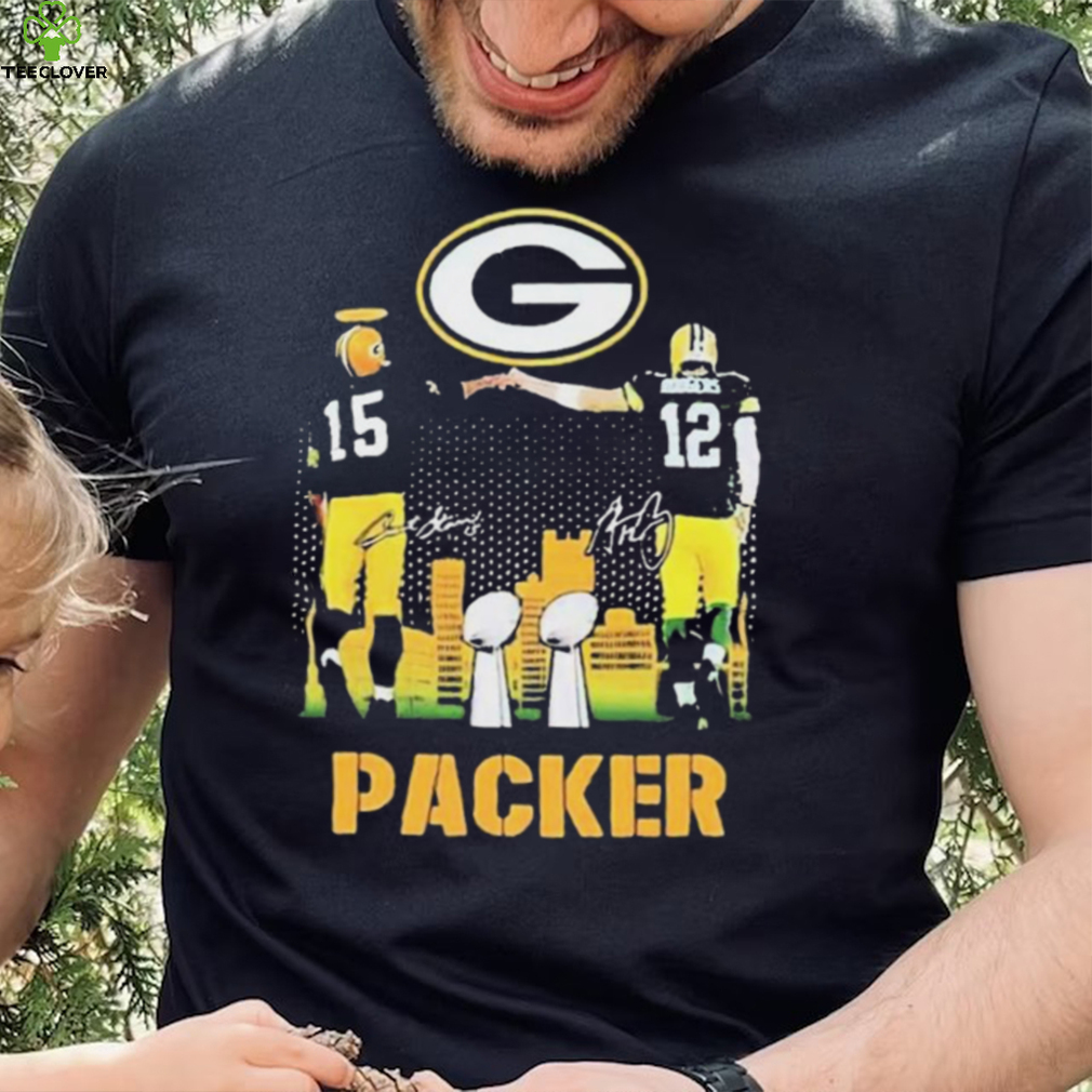 Bart Starr Aaron Rodgers Signature Super Bowl 2022 Green Bay Packers T shirt Bart Starr Aaron Rodgers Signature Super Bowl 2022 Green Bay Packers T shirt