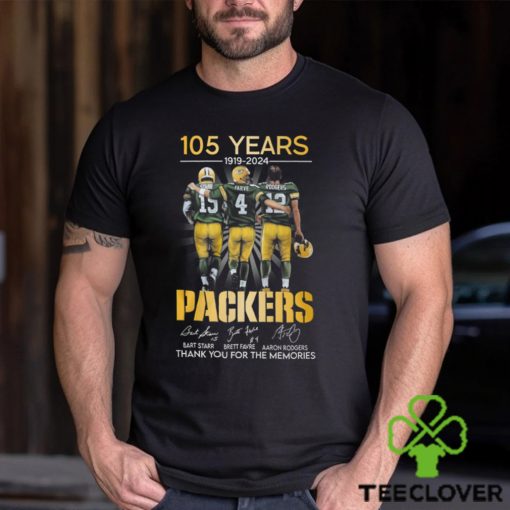 Bart Starr Brett Favre Aaron Rodgers Packers 105 years 1919 2024 signatures shirt
