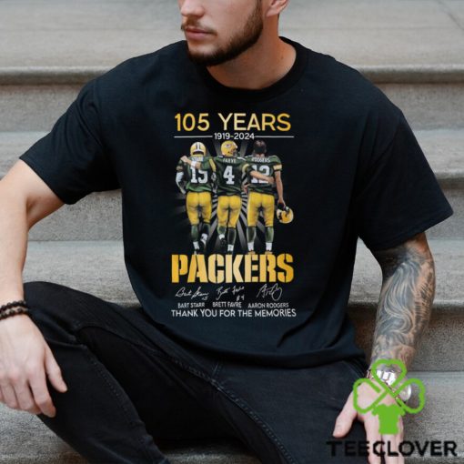 Bart Starr Brett Favre Aaron Rodgers Packers 105 years 1919 2024 signatures shirt