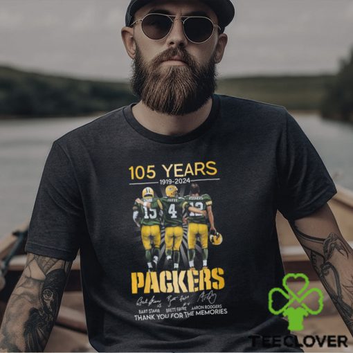 Bart Starr Brett Favre Aaron Rodgers Packers 105 years 1919 2024 signatures shirt