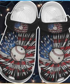 Baseball Ball Daisy Usa Flag Shoes Crocs For Batter Girl – 4Th Of JulyCrocs