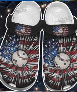 Baseball Ball Daisy Usa Flag Shoes Crocs For Batter Girl – 4Th Of JulyCrocs