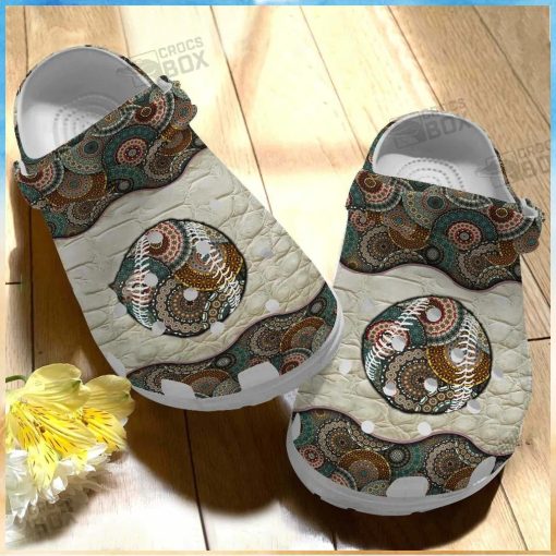 Baseball Ball Hippie Shoes Crocs For Hippie Girl – Peace Baseball Crocs