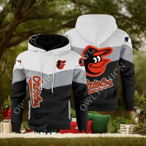 Baseball Baltimore Orioles Team MLB Black White Printed Hoodie