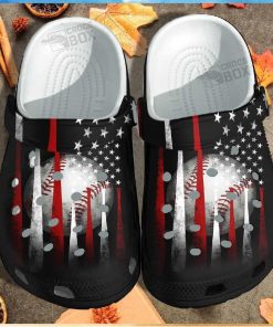 Baseball Bat America Flag Black Crocs