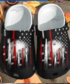 Baseball Bat America Flag Black Crocs