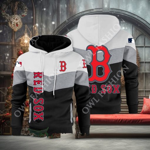 Baseball Boston Red Sox Team MLB Black White Printed Hoodie