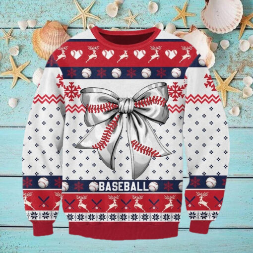 Baseball Bow Ugly Sweater Baseball Player
