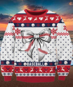 Baseball Bow Ugly Sweater Baseball Player