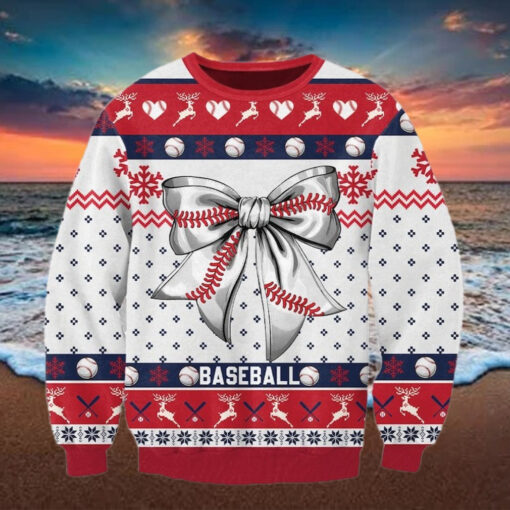 Baseball Bow Ugly Sweater Baseball Player