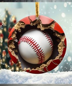 Baseball Breaking Wall Christmas Ornament