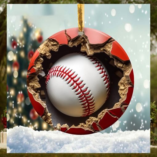 Baseball Breaking Wall Christmas Ornament