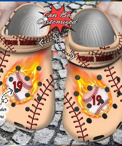 Baseball Enthusiast Fiery Sport Design Personalized Unique Clog Footwear Design